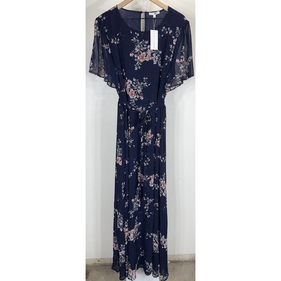 Baltic Born Naomi Short Sleeve Maxi Dress Blue Navy Floral Boho Size 2XL - Picture 6 of 15